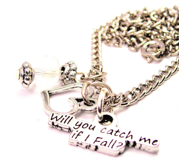 Will You Catch Me If I Fall Necklace with Small Heart