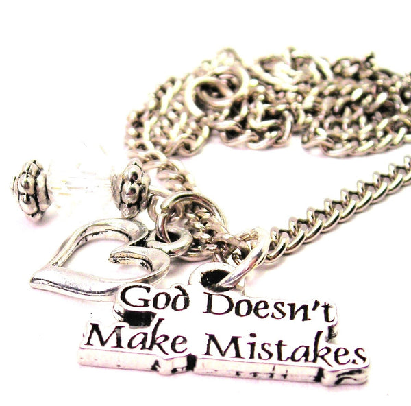 God Doesn't Make Mistakes Necklace with Small Heart