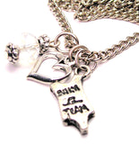 Swim Team Bathing Suit Necklace with Small Heart