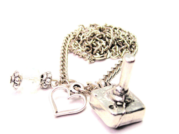 3D Joystick Necklace with Small Heart