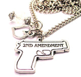 Second Amendment Gun Heart And Crystal Necklace