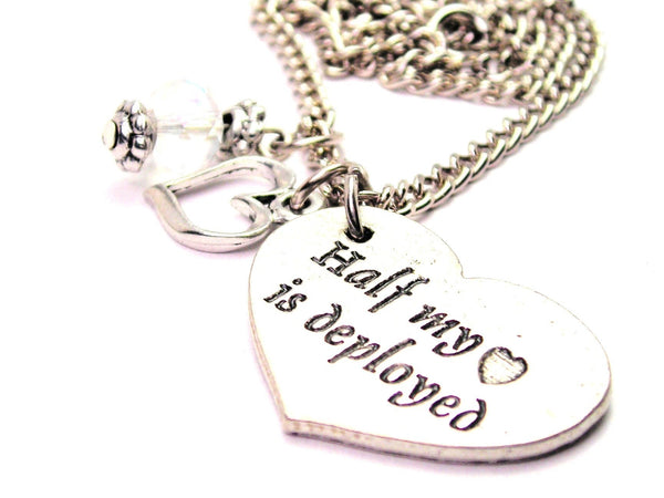 Half My Heart Is Deployed Necklace with Small Heart