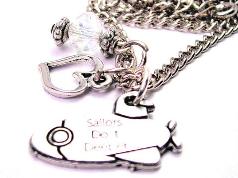 Sailors Do It Deeper Submarine Necklace with Small Heart