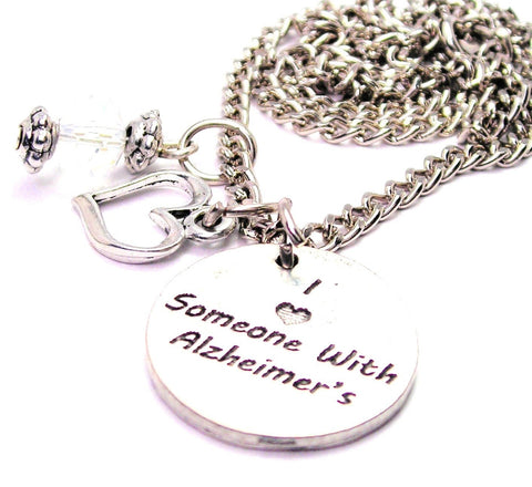 I Love Someone With Alzheimer's Heart And Crystal Necklace