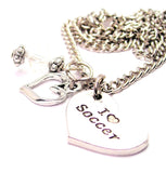 I Love Soccer Heart Necklace with Small Heart