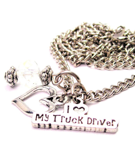 I Love My Truck Driver Necklace with Small Heart