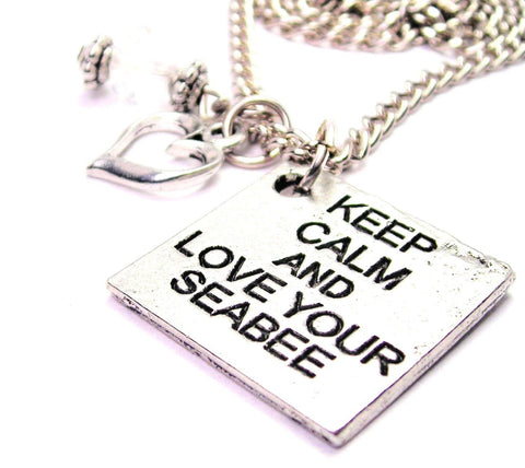 Keep Calm And Love Your Seabee Necklace with Small Heart