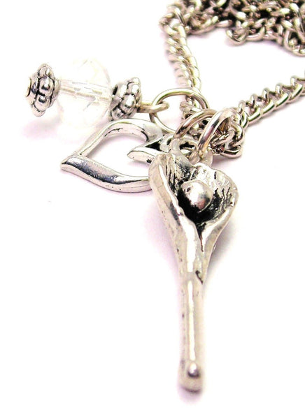 Lacrosse Stick Necklace with Small Heart
