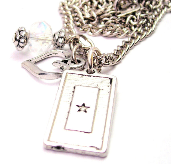 Blue Star Mother Military Flag Necklace with Small Heart