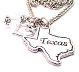 Texas State Necklace with Small Heart