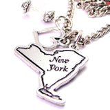 New York State Necklace with Small Heart