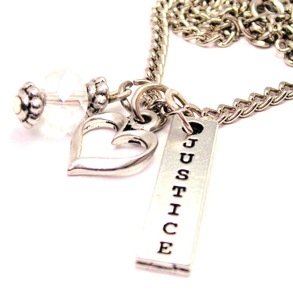 Justice Long Tab Necklace with Small Heart