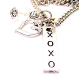 Xoxo Long Tab Necklace with Small Heart