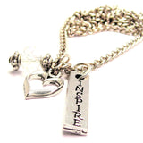 Inspire Long Tab Necklace with Small Heart