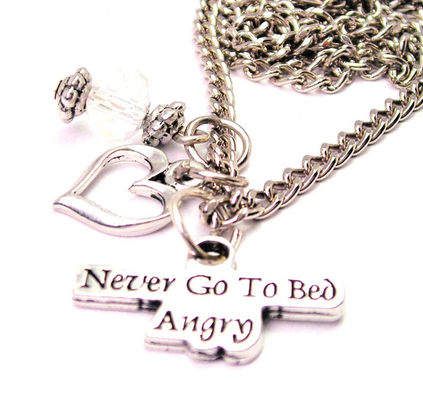 Never Go To Bed Angry Necklace with Small Heart