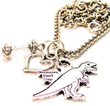 Dinosaurs Cant Clap Necklace with Small Heart