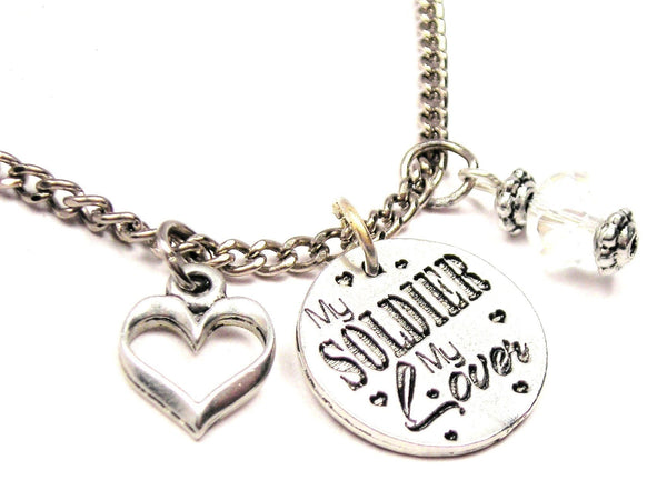 My Soldier My Lover Necklace with Small Heart