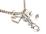 Hero Letters Going Down Necklace with Small Heart