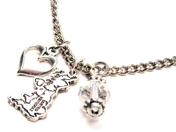 United Kingdom Necklace with Small Heart