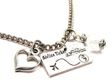 Airline Ticket Necklace with Small Heart