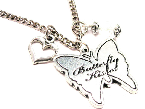 Butterfly Kisses Butterfly Necklace with Small Heart