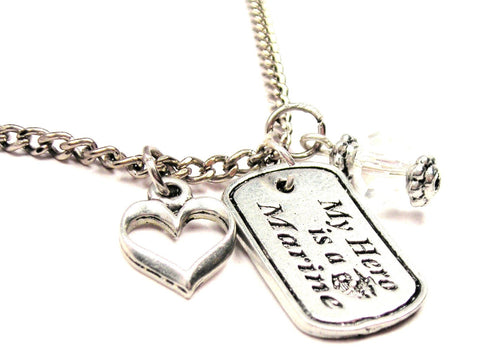 My Hero Is A Marine Necklace with Small Heart