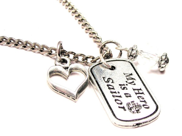 My Hero Is A Sailor Necklace with Small Heart
