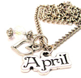 April Outlined Necklace with Small Heart