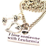 I Love Someone With Leukemia Heart And Crystal Necklace