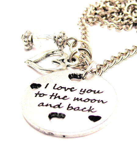 I Love You To The Moon And Back With Hearts Necklace with Small Heart