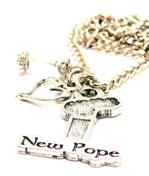 New Pope Smoke Stack Necklace with Small Heart