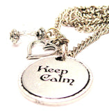 Keep Calm Circle Heart And Crystal Necklace