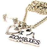 I Stab Zombies Necklace with Small Heart