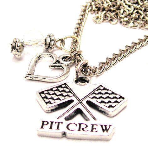 Pit Crew Necklace with Small Heart