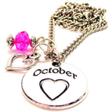 October Circle Necklace with Small Heart