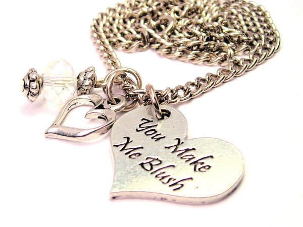 You Make Me Blush Heart Necklace with Small Heart