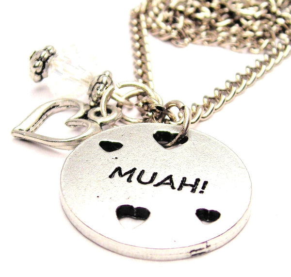 Muah With Cut Outs Necklace with Small Heart