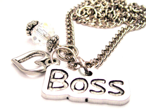 Boss Necklace with Small Heart