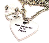Half My Heart Is In Japan Necklace with Small Heart