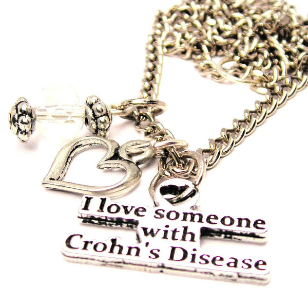 I Love Someone With Crohn's Disease Necklace with Small Heart