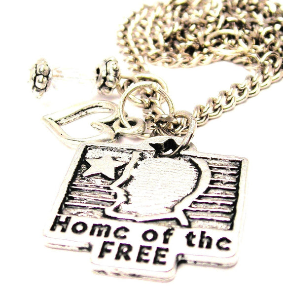 Home Of The Free Necklace with Small Heart