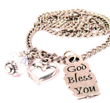 God Bless You Necklace with Small Heart