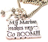My Marine Makes My Heart Go Boom Necklace with Small Heart