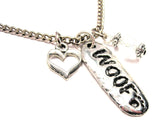Woof Necklace with Small Heart