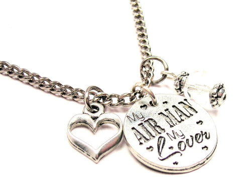 My Air Man My Lover Necklace with Small Heart