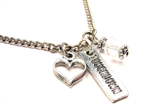 Touchdown Tab Necklace with Small Heart