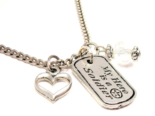 My Hero Is A Soldier Necklace with Small Heart