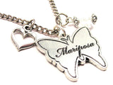 Mariposa Butterfly Necklace with Small Heart