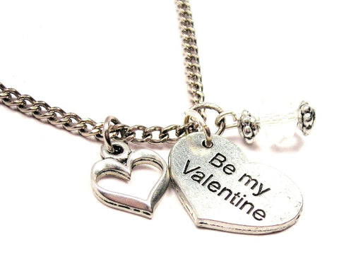 Be My Valentine Heart And Crystal Necklace