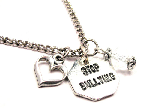 Stop Bullying Necklace with Small Heart